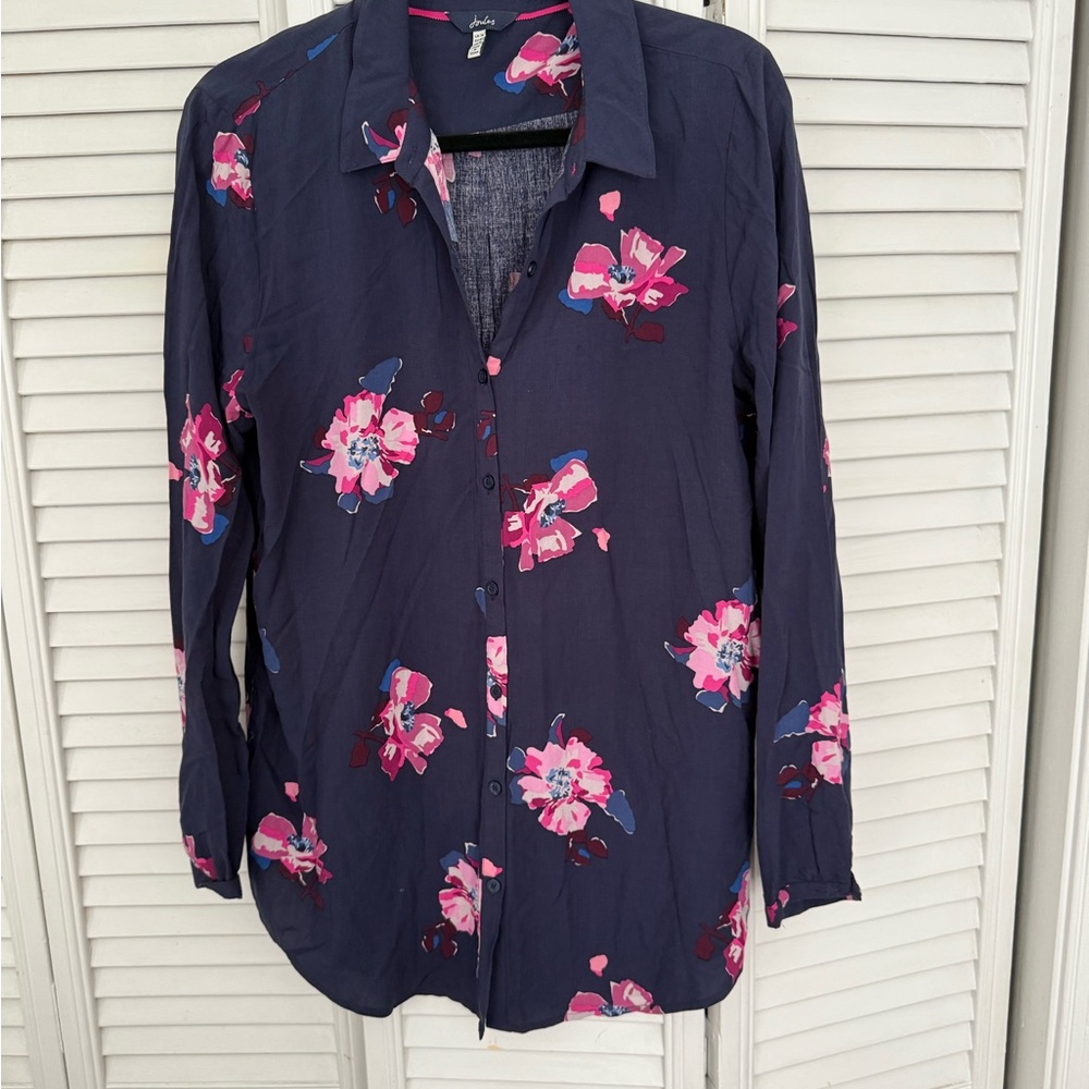 Joules Elvina Navy Floral Button-Down Shirt (US 10 / UK 14 / EU 42)